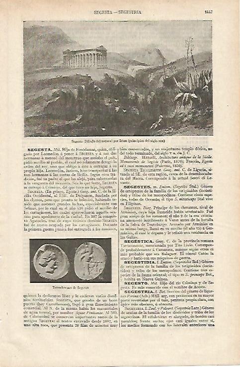 LAMINA ESPASA 12507: Segesta dibujo de Irton