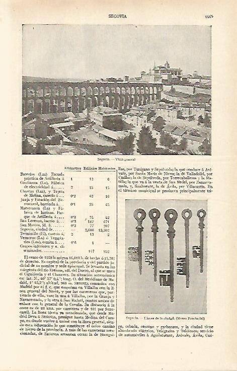 LAMINA ESPASA 12511: Acueducto y llaves de la ciudad de Segovia