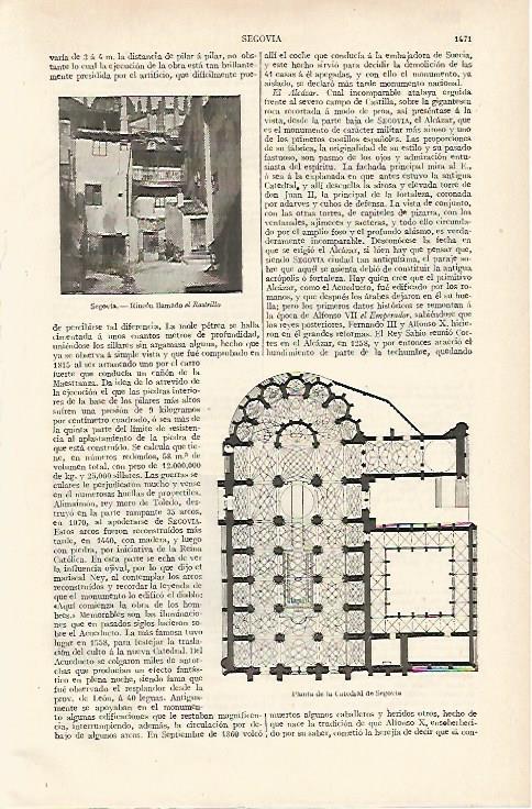LAMINA ESPASA 12517: Planta de la Catedral de Segovia y El Rastrillo