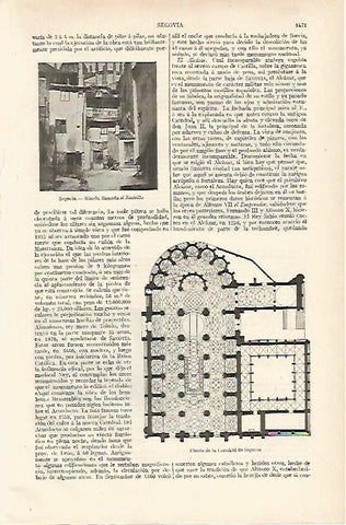 LAMINA ESPASA 12517: Planta de la Catedral de Segovia y El Rastrillo