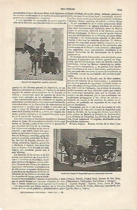 LAMINA ESPASA 12534: Guardia de seguridad español y coche de cuerpo de seguridad para conduccion de presos