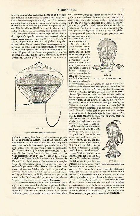 LAMINA ESPASA 12553: Globo de Testu Brissi globo de vela de Henin y proyecto de Meusnier