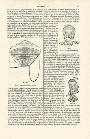 LAMINA ESPASA 12553: Globo de Testu Brissi globo de vela de Henin y proyecto de Meusnier