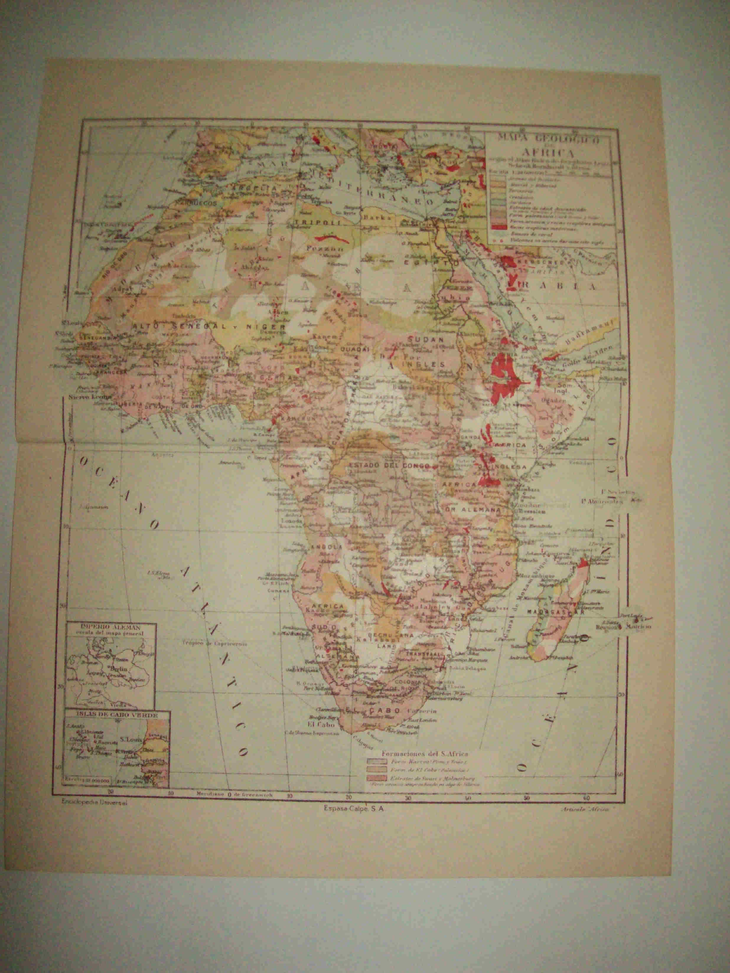 LAMINA ESPASA 12580: Mapa geologico de Africa