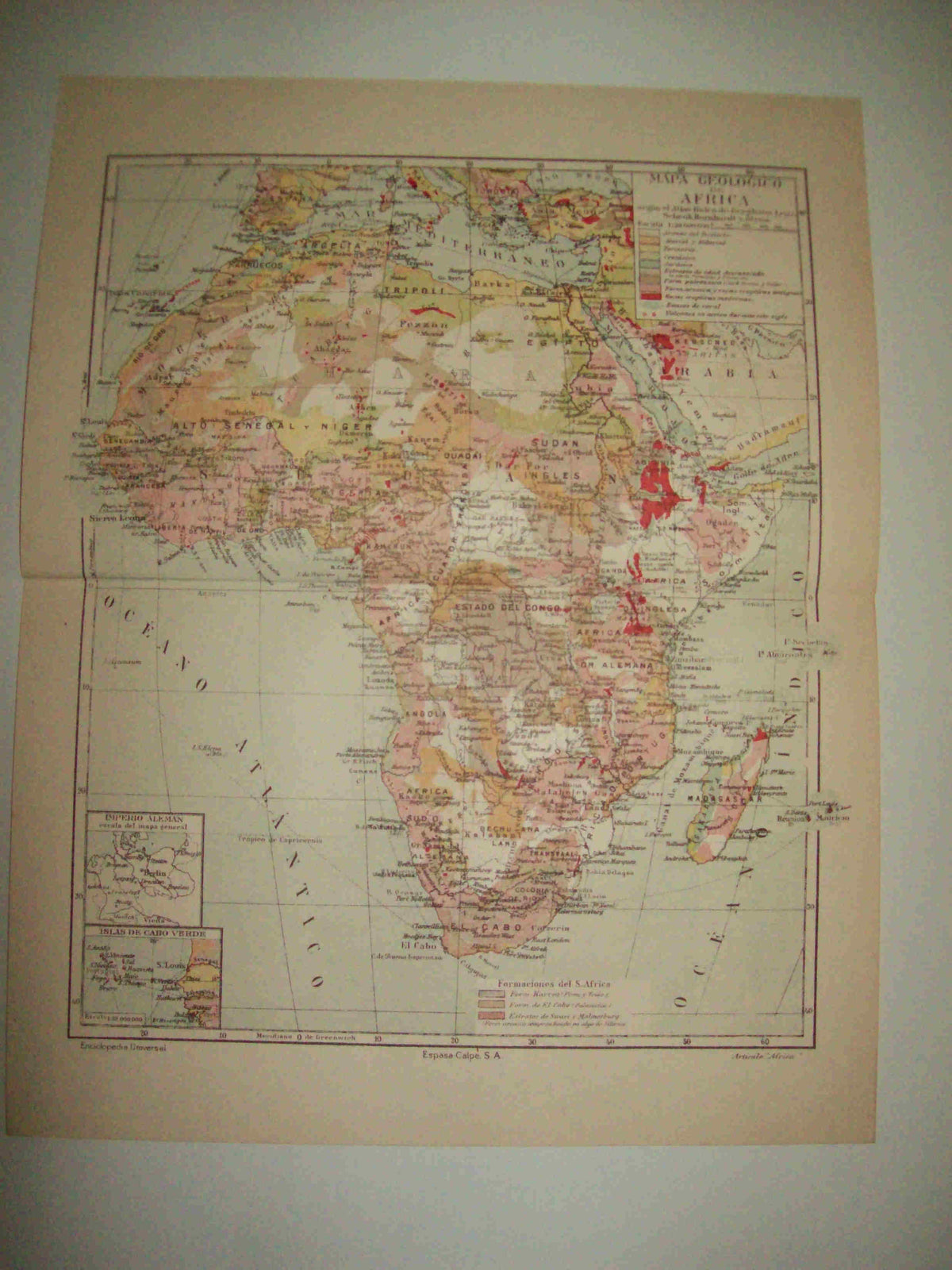 LAMINA ESPASA 12580: Mapa geologico de Africa