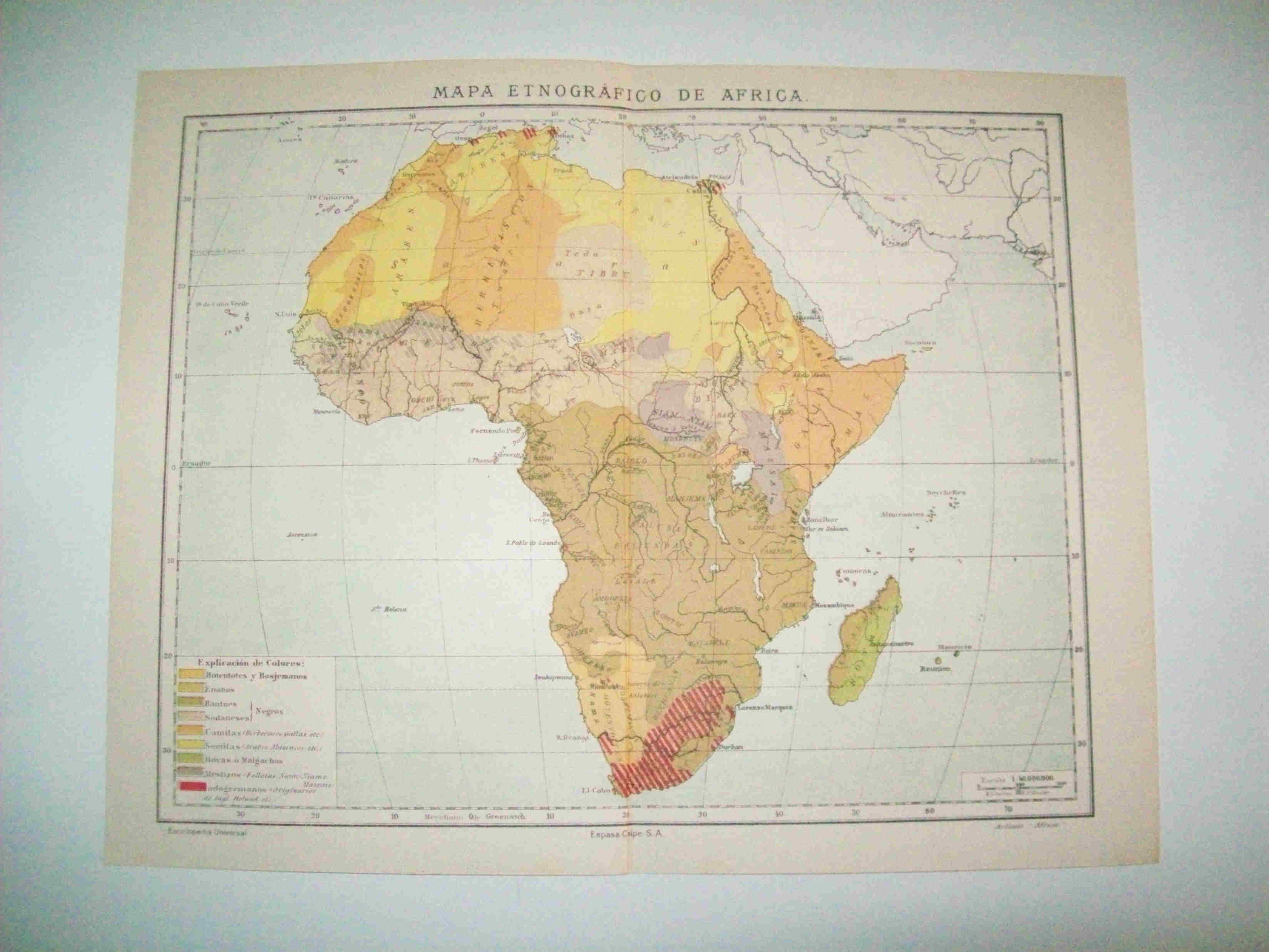 LAMINA ESPASA 12584: Mapa etnografico de Africa