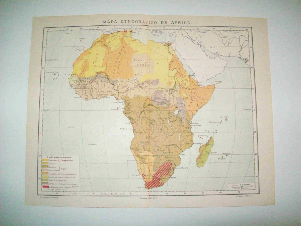 LAMINA ESPASA 12584: Mapa etnografico de Africa