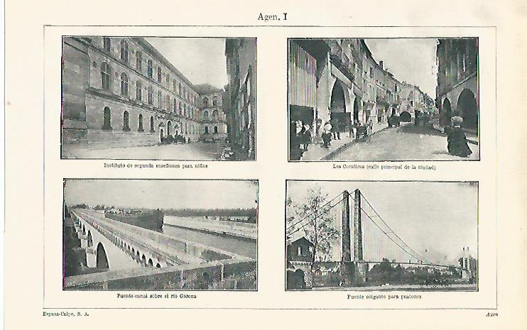 LAMINA ESPASA 12611: Vistas de Agen Francia