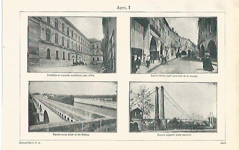 LAMINA ESPASA 12611: Vistas de Agen Francia