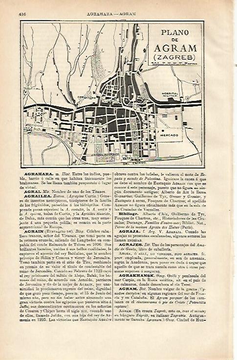 LAMINA ESPASA 12625: Plano de Agram Croacia