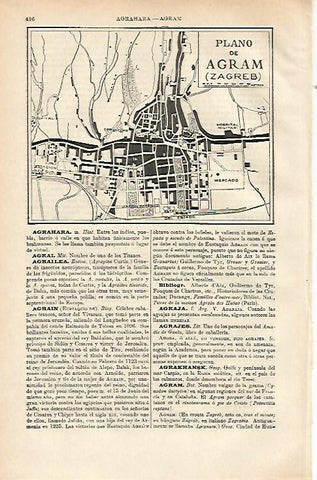 LAMINA ESPASA 12625: Plano de Agram Croacia