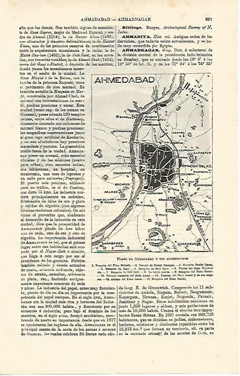 LAMINA ESPASA 12690: Plano de Ahmedabad India