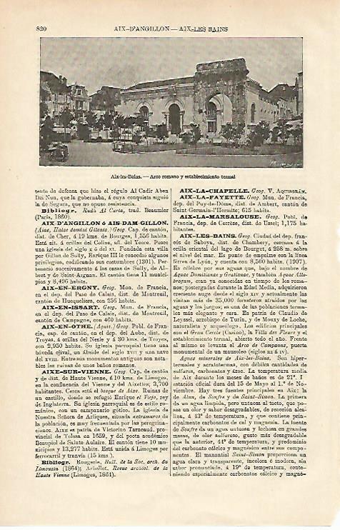 LAMINA ESPASA 12711: Arco romano y termas en Aix les Bains Francia