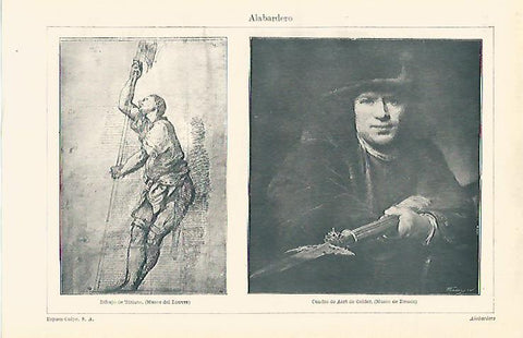 LAMINA ESPASA 12727: Alabardero por Tiziano y por Aert de Gelder