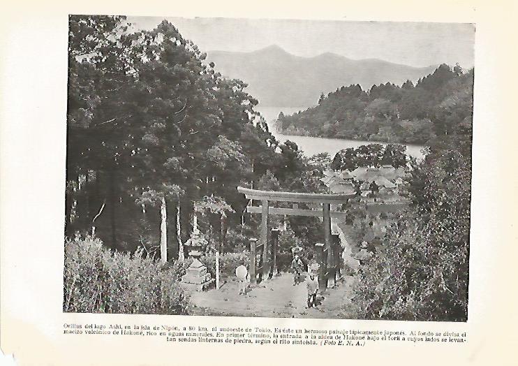 LAMINA GEOGRAFIA 0007: Lago Ashi en la isla de Nipon Japon
