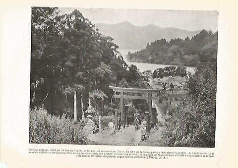 LAMINA GEOGRAFIA 0007: Lago Ashi en la isla de Nipon Japon
