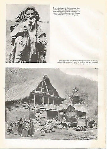 LAMINA GEOGRAFIA 0010: Jefe de Tibet y poblado de Cachemira