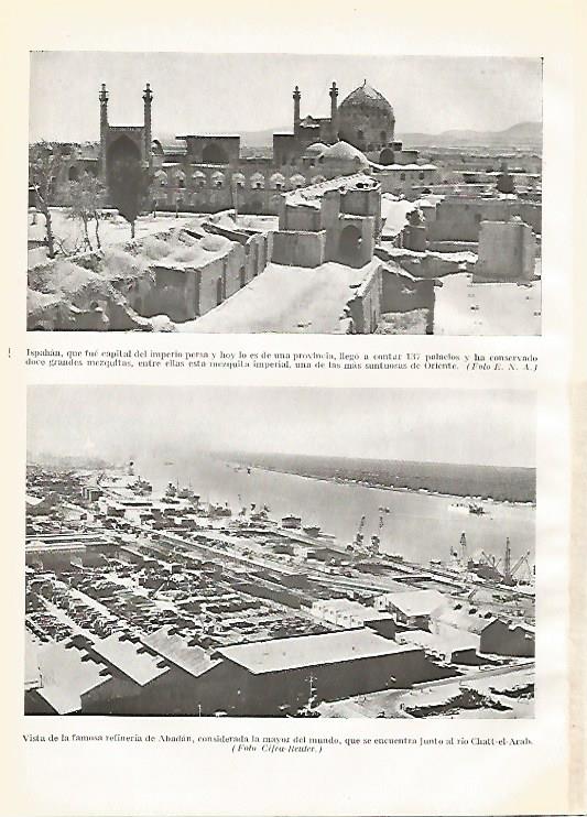 LAMINA GEOGRAFIA 0023: Ispahan y vista de la refineria de Abadan Iran