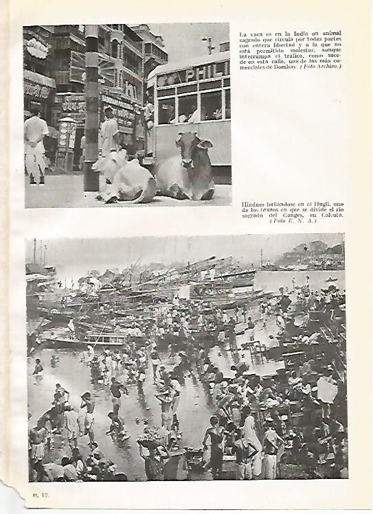 LAMINA GEOGRAFIA 0027: Calle de Bombay y el rio Hugli en Calculta India