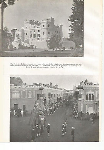 LAMINA GEOGRAFIA 0030: Palacio de Kapurtala y boda de la hija del maraja en Kapurtala India