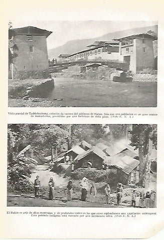 LAMINA GEOGRAFIA 0037: Vista de Tashichodzong y poblado de Buitan