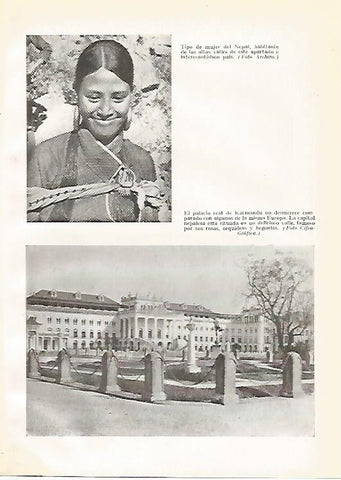 LAMINA GEOGRAFIA 0038: Mujer de Nepal y palacio real de Katmandu