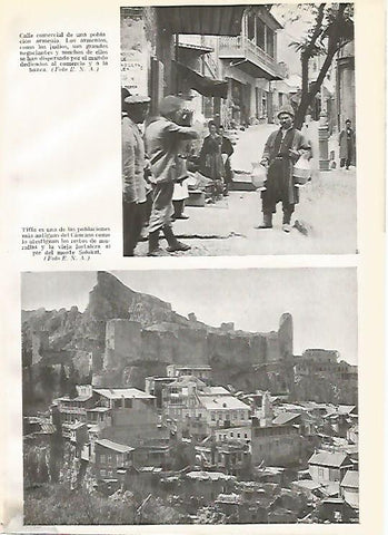 LAMINA GEOGRAFIA 0040: Calle de una poblacion de Armenia y vista de Tiflis