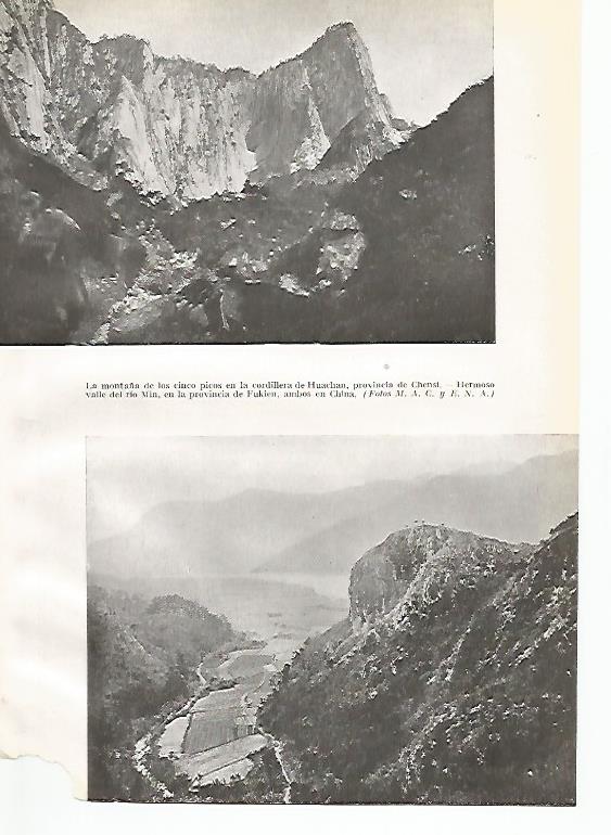 LAMINA GEOGRAFIA 0044: Montaña de los Cinco Picos y valle del rio Min China