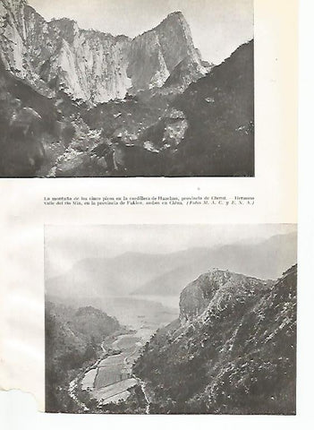 LAMINA GEOGRAFIA 0044: Montaña de los Cinco Picos y valle del rio Min China