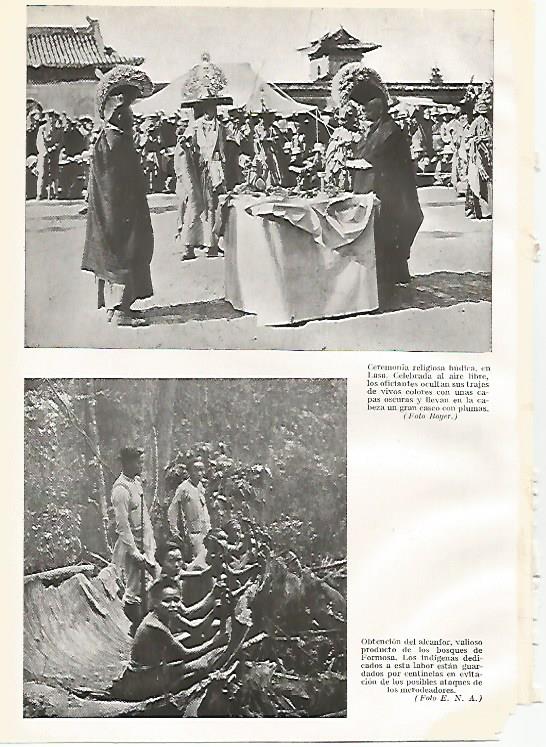 LAMINA GEOGRAFIA 0052: Ceremonia budista en Lasa y obtencion del alcanfor en Formosa