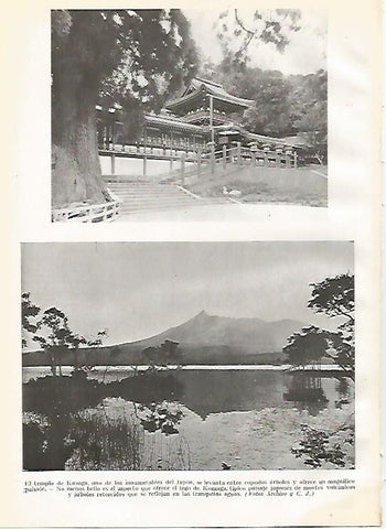 LAMINA GEOGRAFIA 0056: Templo deKasuga y Lago Komaga Japon