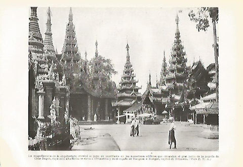 LAMINA GEOGRAFIA 0058: Pagoda de Chue Dagon en Rangun Birmania (Myanmar)