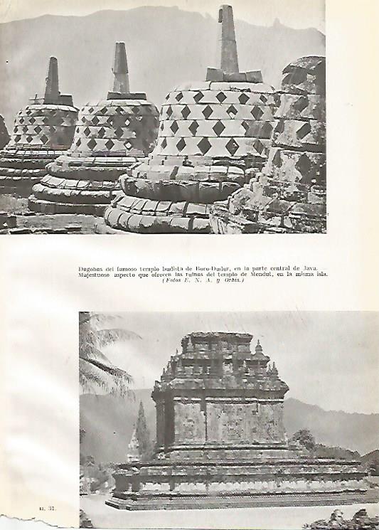 LAMINA GEOGRAFIA 0072: Templo de Boro-Dudur y Templo de Mendut Java