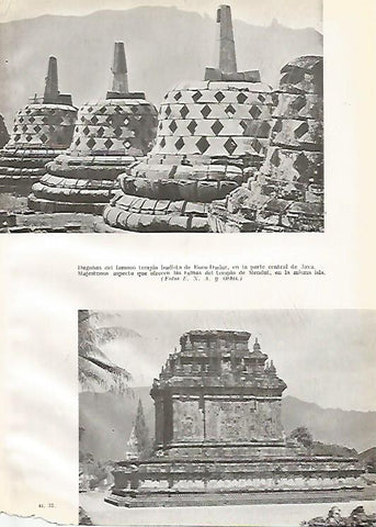 LAMINA GEOGRAFIA 0072: Templo de Boro-Dudur y Templo de Mendut Java