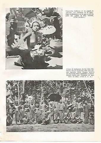 LAMINA GEOGRAFIA 0073: Danzarina de Bali e indigenas de las islas Molucas