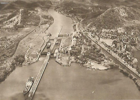 LAMINA GEOGRAFIA 0088: Esclusas de Pedro Miguel en el Canal de Panama