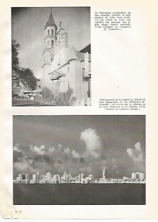 LAMINA GEOGRAFIA 0093: Iglesia de San Agustin y vista de Miami Estados Unidos