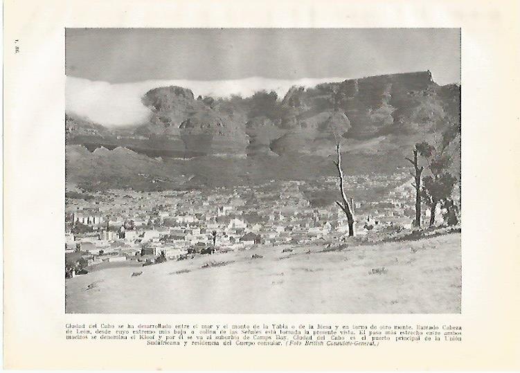 LAMINA GEOGRAFIA 0145: Vista de Ciudad del Cabo Sudafrica