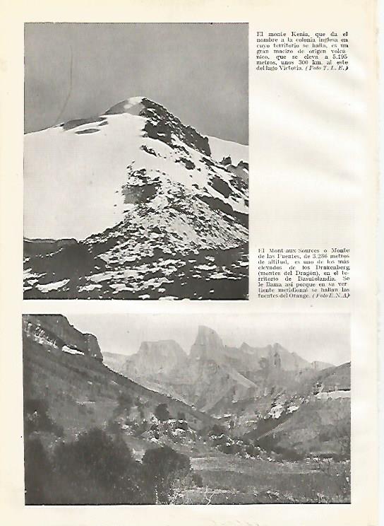 LAMINA GEOGRAFIA 0151: Monte Kenia y Monte de las Fuentes