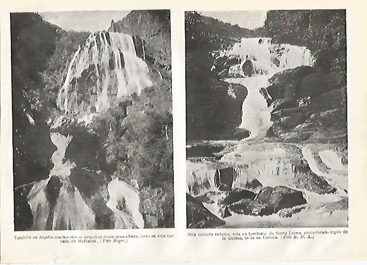 LAMINA GEOGRAFIA 0153: Cascadas en Argelia y en Sierra Leona