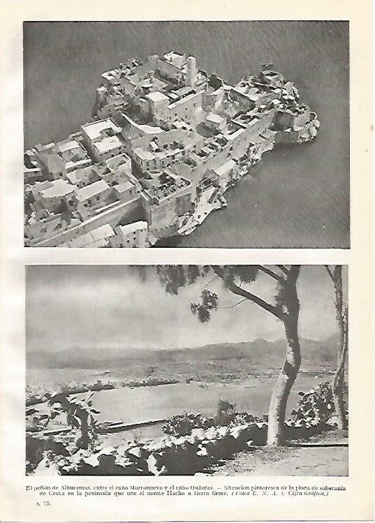 LAMINA GEOGRAFIA 0157: Peñon de Alhucemas y vista de Ceuta