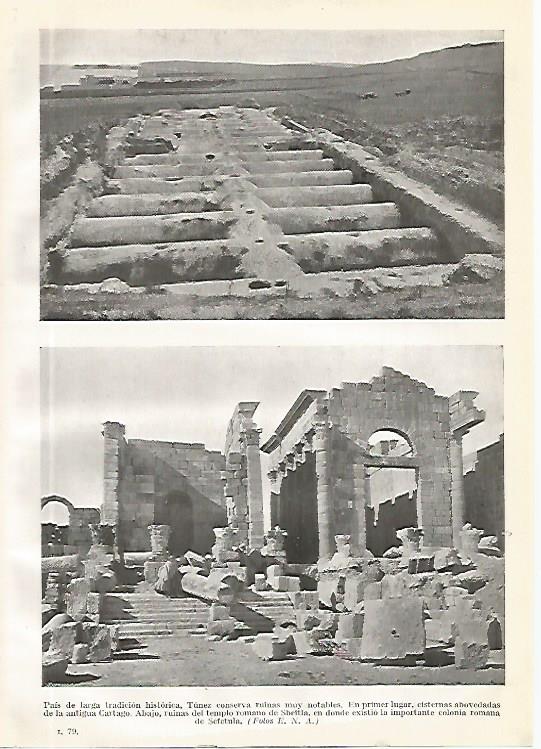 LAMINA GEOGRAFIA 0165: Ruinas de Cartago y Sbeitla Tunez