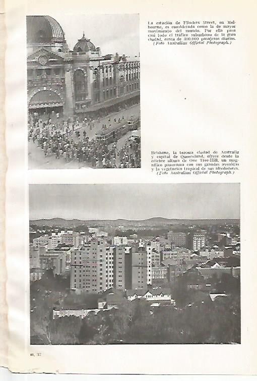 LAMINA GEOGRAFIA 0174: Estacion de Flinders Street en Melbourne y vista de Brisbane Australia