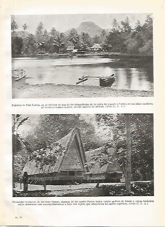 LAMINA GEOGRAFIA 0177: Poblado de Port Lottin y poblado de las islas Palaos