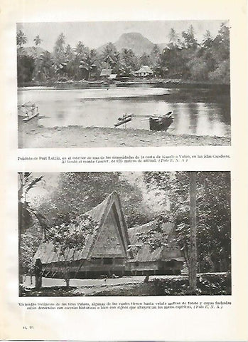 LAMINA GEOGRAFIA 0177: Poblado de Port Lottin y poblado de las islas Palaos