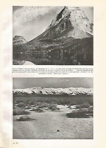 LAMINA GEOGRAFIA 0181: Glaciar National Park en Montana y desierto en Nevada Estados Unidos