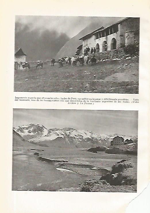 LAMINA GEOGRAFIA 0182: Andes de Peru y Valle del Sosneado Argentina
