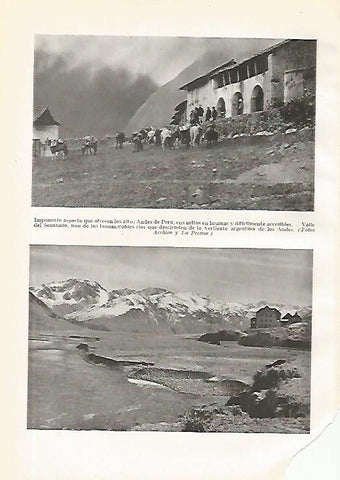 LAMINA GEOGRAFIA 0182: Andes de Peru y Valle del Sosneado Argentina