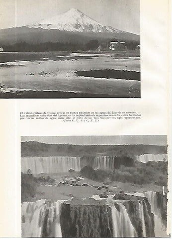 LAMINA GEOGRAFIA 0184: Volcan Osorno Chile y Cataratas del Iguazu Brasil