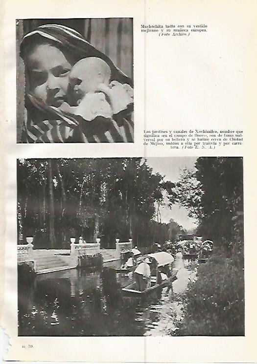 LAMINA GEOGRAFIA 0213: Niña mexicana y jardines de Xochimilco Mexico